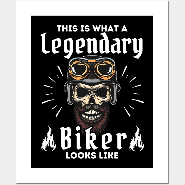 Skull Legendary Biker Motorcycle Mania Wall Art by ProLakeDesigns